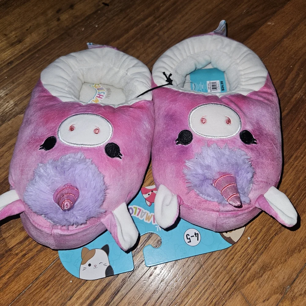 NWT Squishmallows Slippers size L 4/5 Lola the purple Unicorn 🦄